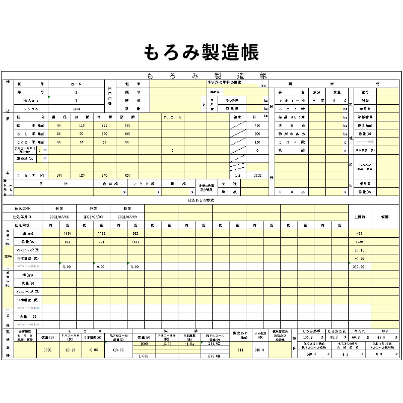 もろみ製造帳 もろみ製造帳