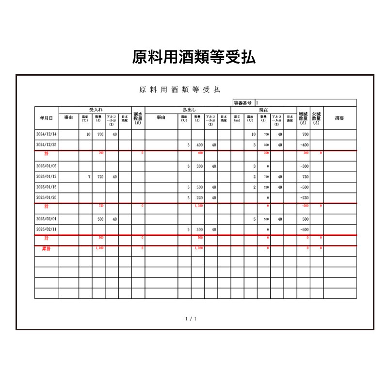 受払簿 受払簿